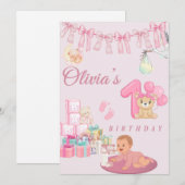 1歳の誕生日 招待状 (正面/裏面)
