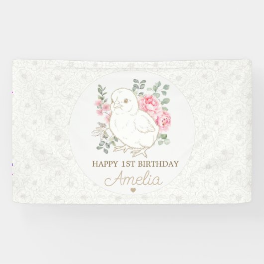 1歳の誕生日 春の花のテーマ 横断幕 (横)