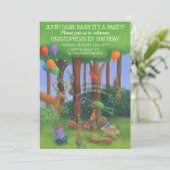 1歳の誕生日　森の動物パーティ 招待状 (スタンド正面)