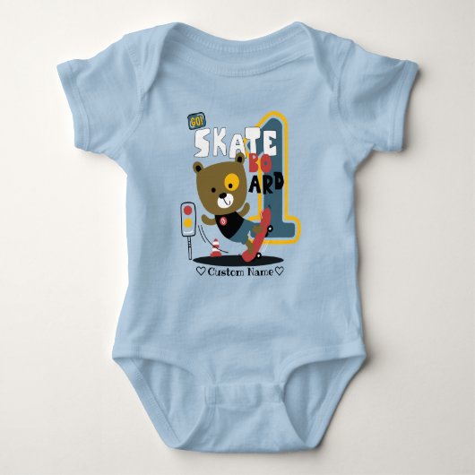 1歳の誕生日。男の子の初めての誕生日 ベビーボディスーツ (正面)