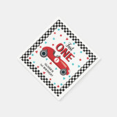 1歳の誕生日 男の子の赤いレーシングカーパーティー スタンダードカクテルナプキン (角)