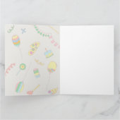 1歳の誕生日。風船と赤い猫 カード (内部)