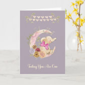 1歳の赤ちゃん女の子の誕生日カード カード (黄色い花)