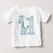 1歳の青いキリン ベビーTシャツ (正面)