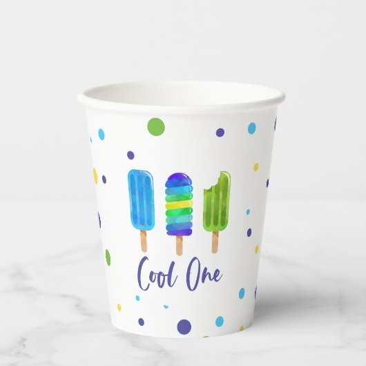 1歳クールの誕生日の青（緑） 紙コップ (正面)