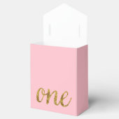 1歳グリッター1歳の誕生日ピンクと金ゴールド フェイバーボックス (オープン)