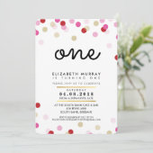 1歳スタイリッシュの誕生日パーティー招待状ピンク金ゴールド女の子 招待状 (スタンド正面)