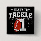 1歳タックルサッカーパーティーキッズ1st誕生日 缶バッジ (正面)