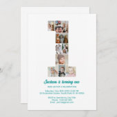 1歳パーソナライズされたの誕生日招待状フォトコラージュ 招待状 (正面/裏面)