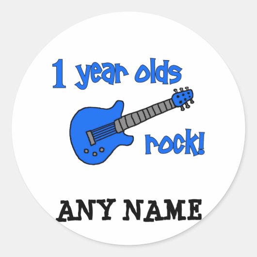 1歳ロック!ベビーパーソナライズされたの1回目の誕生日 ラウンドシール (正面)