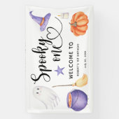 1歳不気味の誕生日にハロウィーンへようこそ 横断幕 (縦)