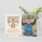 1歳不気味の誕生日ウェスタンパーティー写真 招待状 (スタンド正面)