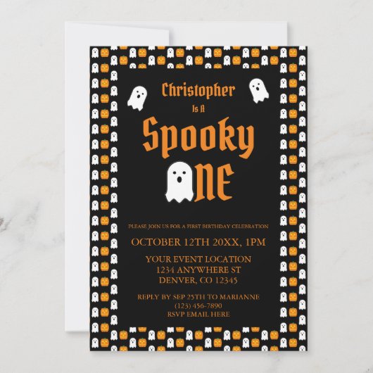 1歳不気味の誕生日 招待状 (正面)