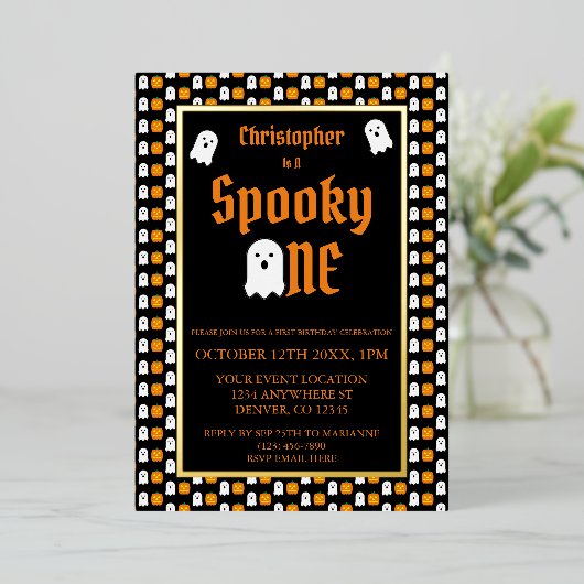 1歳不気味の誕生日 箔招待状 (立ち正面)