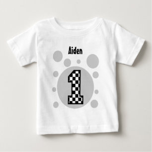 1歳市松模様にの誕生日とバブルV22 ベビーTシャツ
