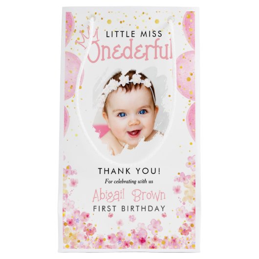 1歳恋しく思の誕生日の小さなパーティー スモールペーパーバッグ (正面)