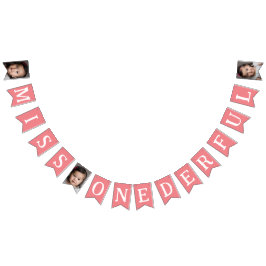 1歳恋しく思の誕生日フォトキッズピンク バンティングフラッグ