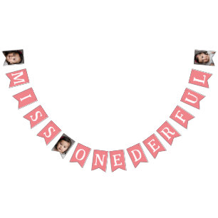 1歳恋しく思の誕生日フォトキッズピンク バンティングフラッグ