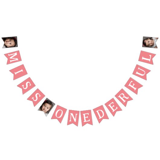 1歳恋しく思の誕生日フォトキッズピンク バンティングフラッグ (全)