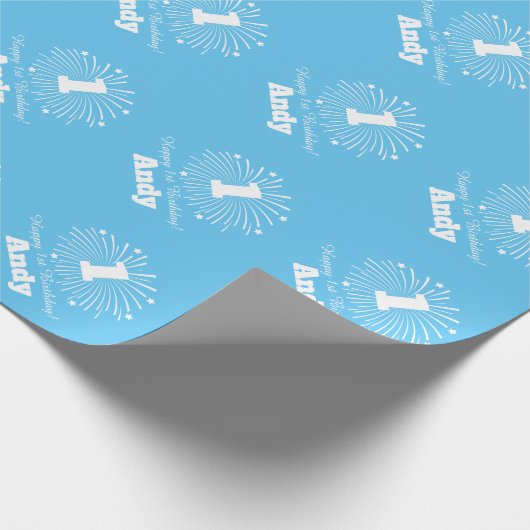 1歳第1誕生日男の赤ちゃんカスタムお祝い ラッピングペーパー (角)