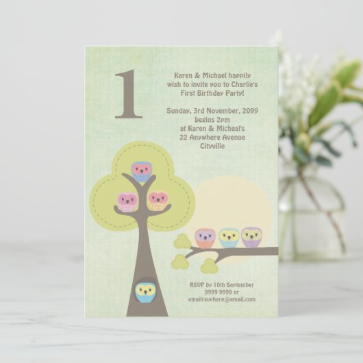 1歳誕生日ピンクパーティーナイトフローズカワイト招待状 招待状 (スタンド正面)