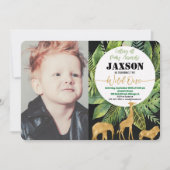 1歳1カ月の誕生日写真の招待ボーイサファリ 招待状 (正面)