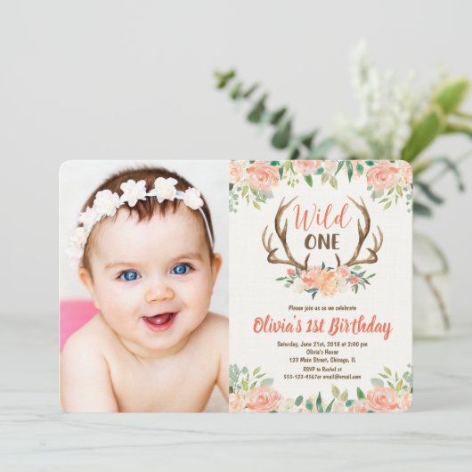 1歳1日の写真の招待鹿のアントラーを野生で飼う 招待状 (スタンド正面)