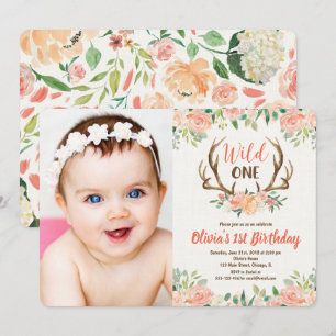 1歳1日の写真の招待鹿のアントラーを野生で飼う 招待状