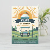 1歳1歳の誕生日に可愛いゴルフホールを楽しむ 招待状 (スタンド正面)