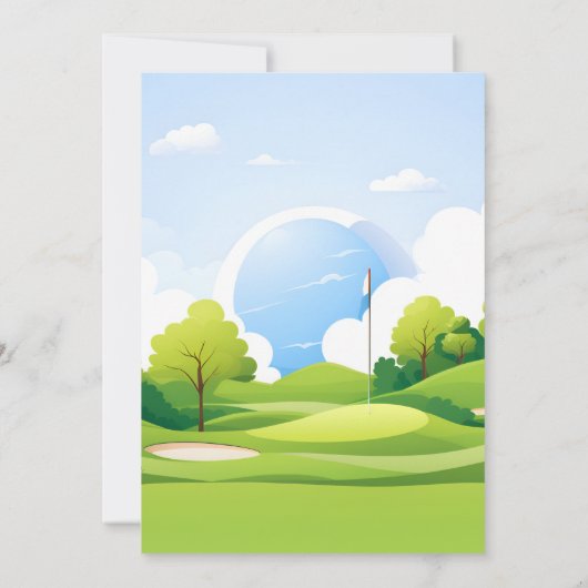 1歳1歳の誕生日に新しい男の子かわいいゴルフホール 招待状 (裏面)