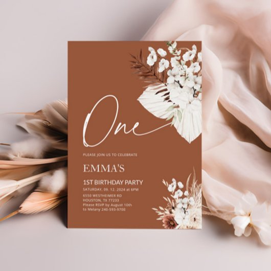 1歳1歳の誕生日招待状テラコッタボホパンパス 招待状