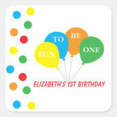 1歳 誕生日 おめでとう スクエアシール (正面)