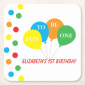 1歳 誕生日 おめでとう スクエアペーパーコースター (正面)