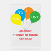 1歳 誕生日 おめでとう Fun To Be One アクリルサイン (正面)