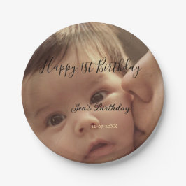 1歳 誕生日 名前 入り フォト 記念日 おしゃれ カリグラフィー ペーパープレート