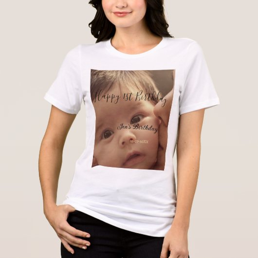 1歳 誕生日 名前 入り フォト 記念日 おしゃれ トライブレンドＴシャツ (正面)