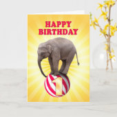 1歳、象の誕生日カードおめでとう カード (黄色い花)
