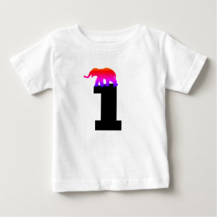 1歳(1歳)誕生日のゾウTシャツ ベビーTシャツ