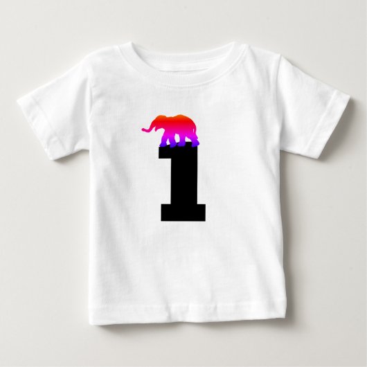 1歳（1歳）誕生日のゾウTシャツ ベビーTシャツ (正面)