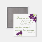 1歴代誌1611主を見て、紫のフローラ マグネット (正面/裏面)