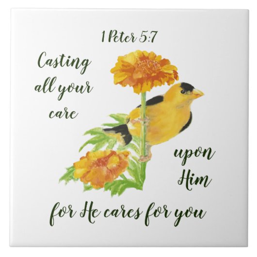 1気にペテロ5:7引用文 タイル (正面)