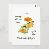 1気にペテロ5:7引用文 ポストカード (正面/裏面)