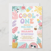 1熱帯クール夏ビーチ1st誕生日パーティー 招待状 (正面)