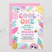 1熱帯クール夏ビーチ1st誕生日パーティー 招待状 (正面/裏面)