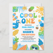 1熱帯クール夏ビーチ1st誕生日パーティー 招待状 (正面)