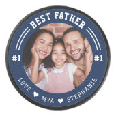 #1父最高の写真記念カスタム写真と名前 アイスホッケーパック (正面)