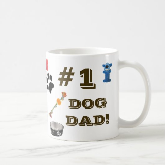 #1犬のおもちゃグラフィックコーヒーマグ付き犬パパ コーヒーマグカップ (右)