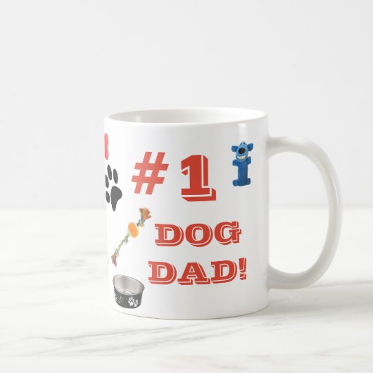 #1犬のおもちゃグラフィックコーヒーマグ付き犬パパ コーヒーマグカップ (右)