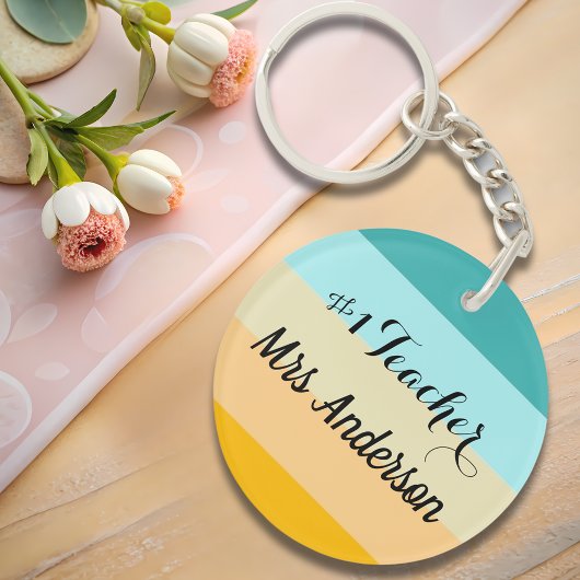 1番の先生パーソナライズされたカラフル キーホルダー