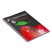 1番の先生 |赤いパーソナライズされたリンゴ ノートブック (右側)